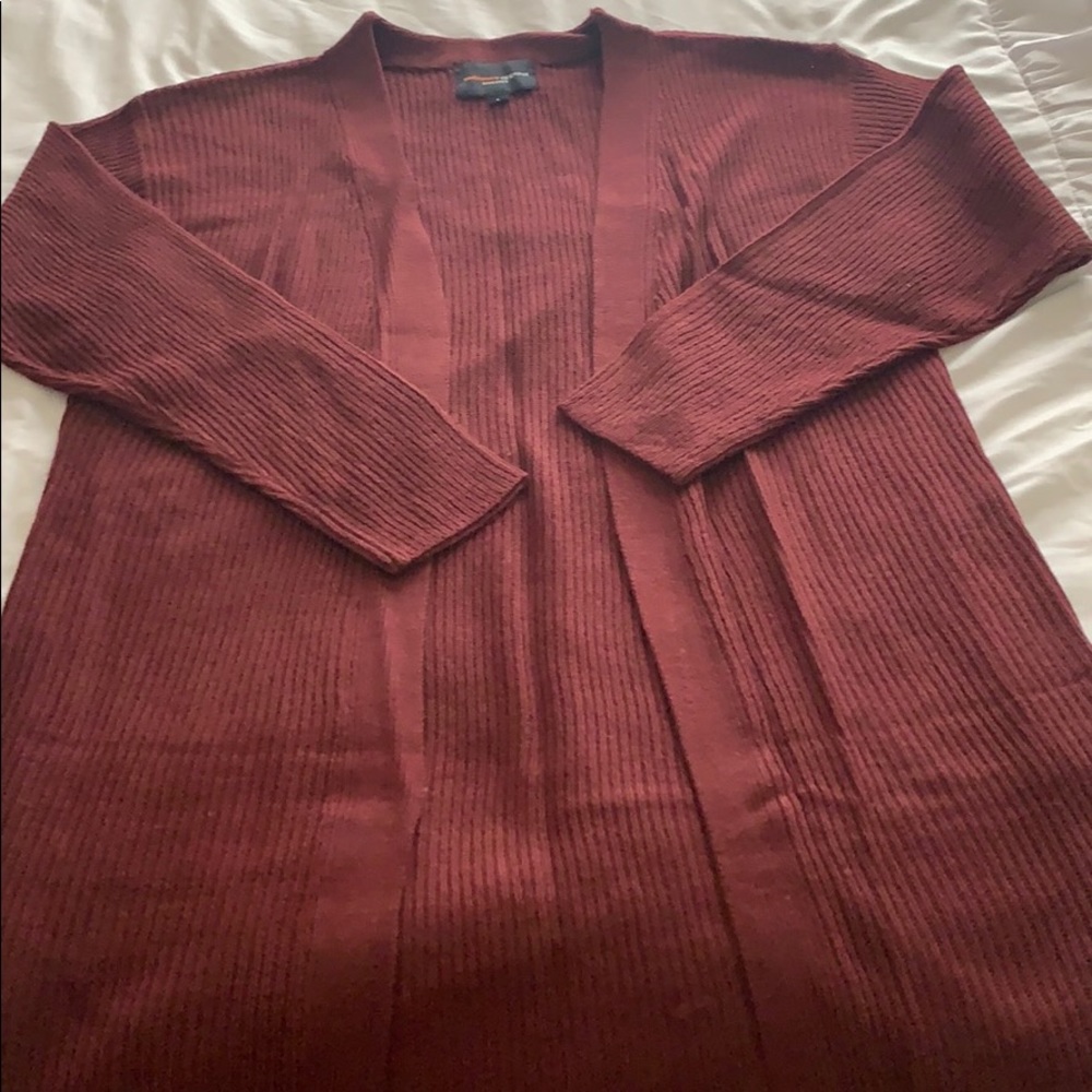 Burgundy long cardigan